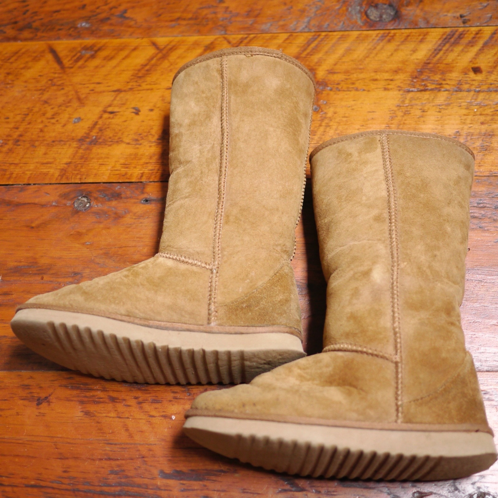 Genuine Brown Leather Sheepskin Suede Shearling Soft Winter Womens Boots 6 36